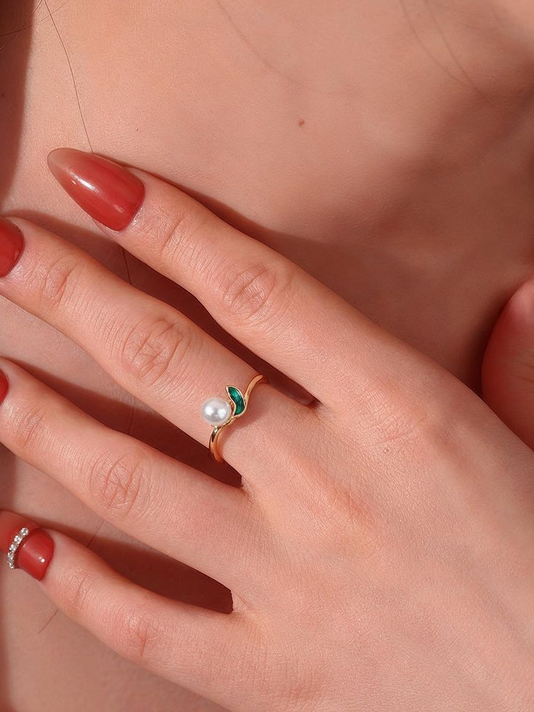 Yellow Chimes Women Gold Plated Pearl Multi-Color Butterfly Ring-image-10