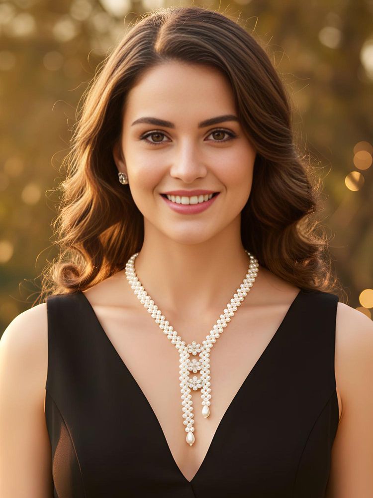 Karatcart Women Gold-Plated Floral Kundan Pearl Beaded Necklace-picture-7