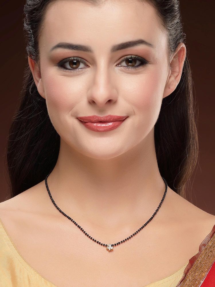 Karatcart Women Sparkling Gold-Plated Butterfly Charm Mangalsutra-image-45