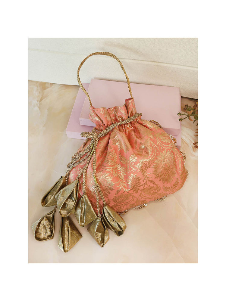 Soho Boho Studio Peach Woven Fabric Potli-image-39