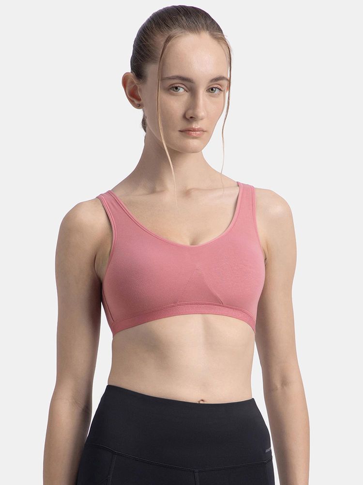 Jockey Women 1376 Wire Free Non Padded Cotton Elastane Active Bra - Heather Rose-picture-27