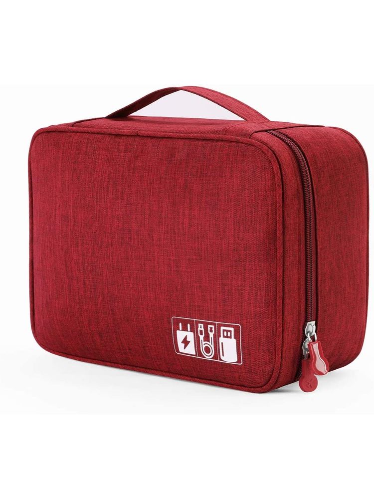 Awestuffs Maroon Travel Electronic Accessories Gadget Organizer-picture-24