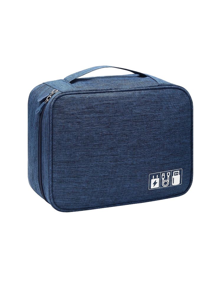 Awestuffs Navy Blue Travel Electronic Accessories Gadget Organizer-picture-32