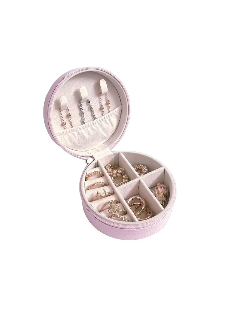 Awestuffs Pink PU Leather Mini Travel Jewellery Box-image-16