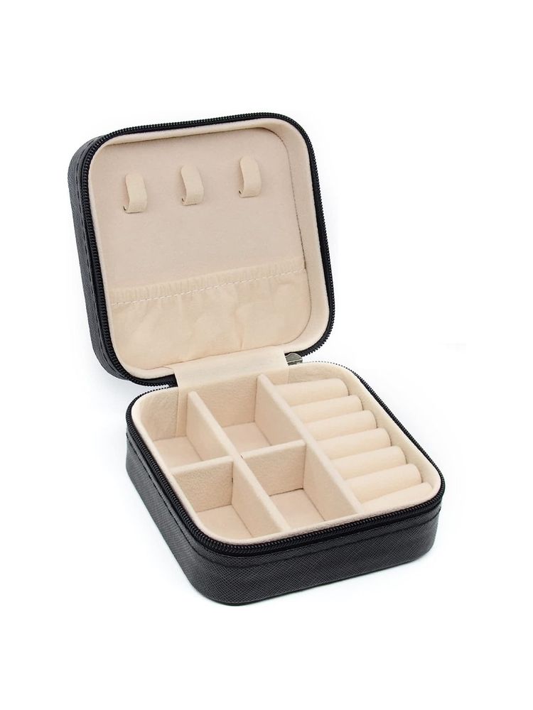 Awestuffs Black PU Leather Travel Jewellery Box-picture-44