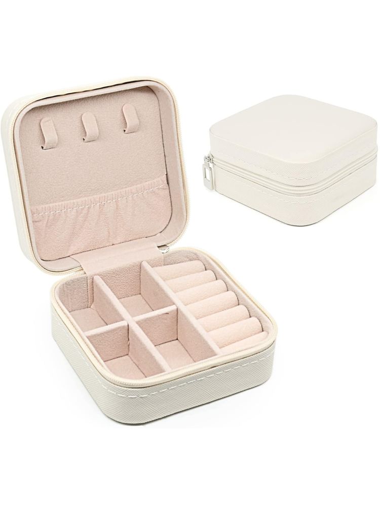 Awestuffs White PU Leather Travel Jewellery Box-picture-30