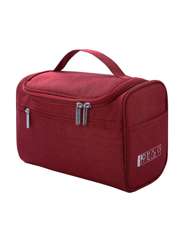 Awestuffs Maroon Hanging Travel Toiletry Kit Rugged with Mesh Pockets Make Up Organizer Bag-picture-28