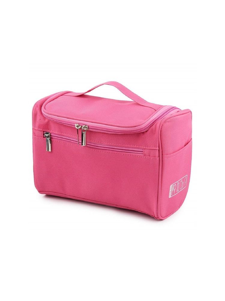 Awestuffs Pink Hanging Travel Toiletry Kit Rugged with Mesh Pockets Make Up Organizer Bag-picture-4