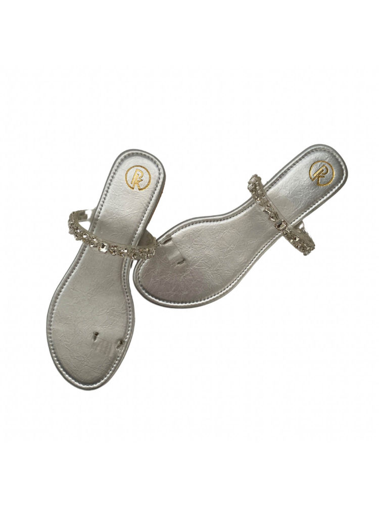 PREET KAUR Silver Embellished Thumb Flats-picture-24
