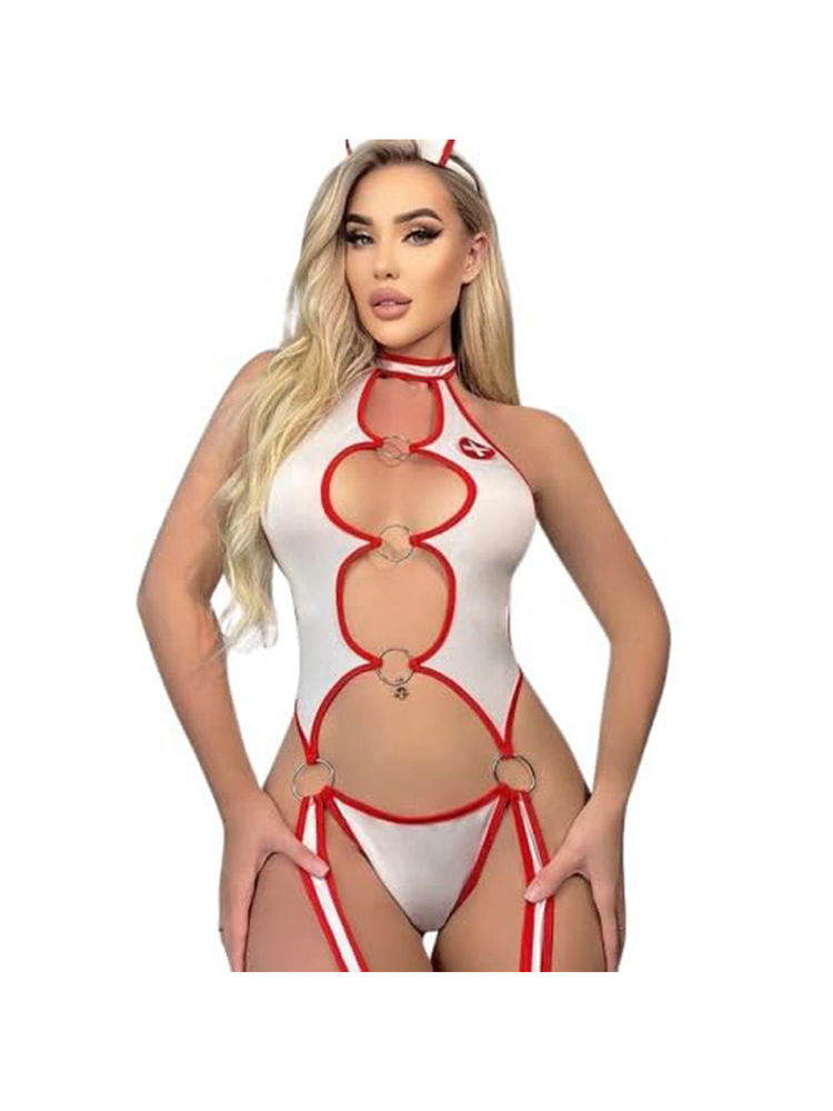 Secrets By ZeroKaata White Solid Baby Doll Lingerie-picture-22