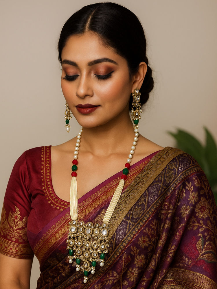 Treemoda Green Brass Stones Jewellery Set-picture-23