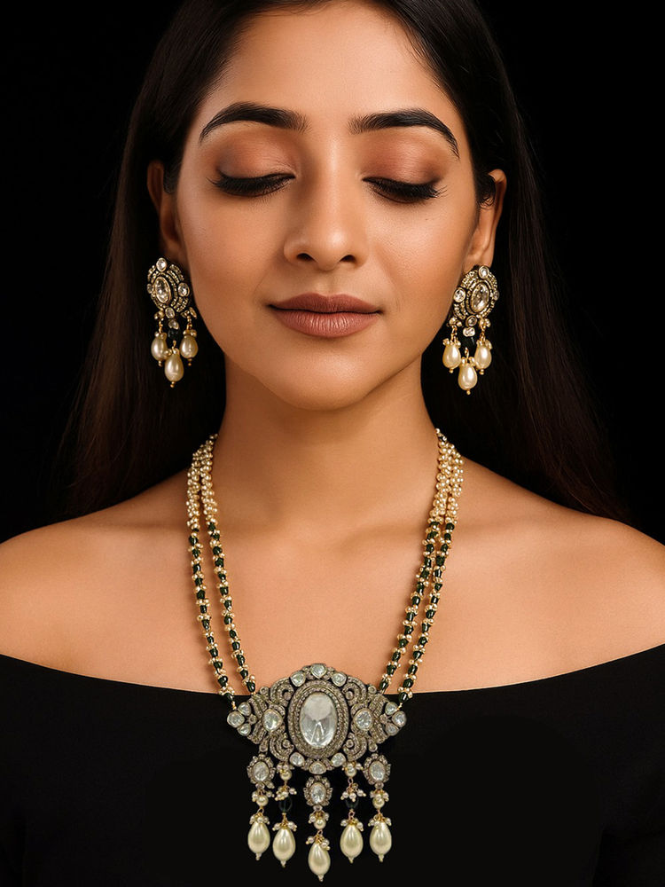 Treemoda White Brass Stones Jewellery Set-picture-10