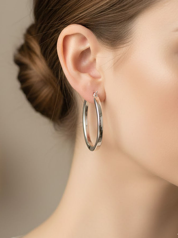 925 SILLER Silver Sterling Silver Statement Hoops Earring-image-24