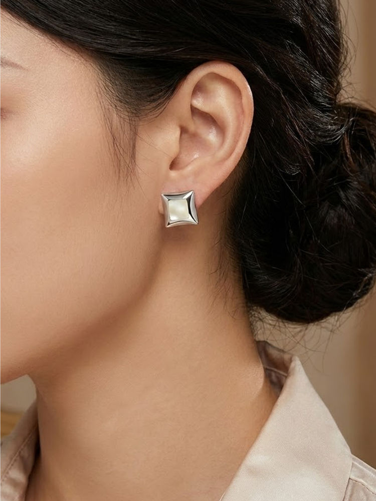925 SILLER White Sterling Silver White Stones Studs Earring-picture-53