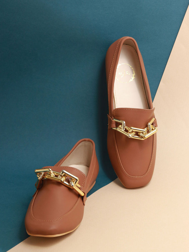 MYRA Chain Tan Loafers-image-27