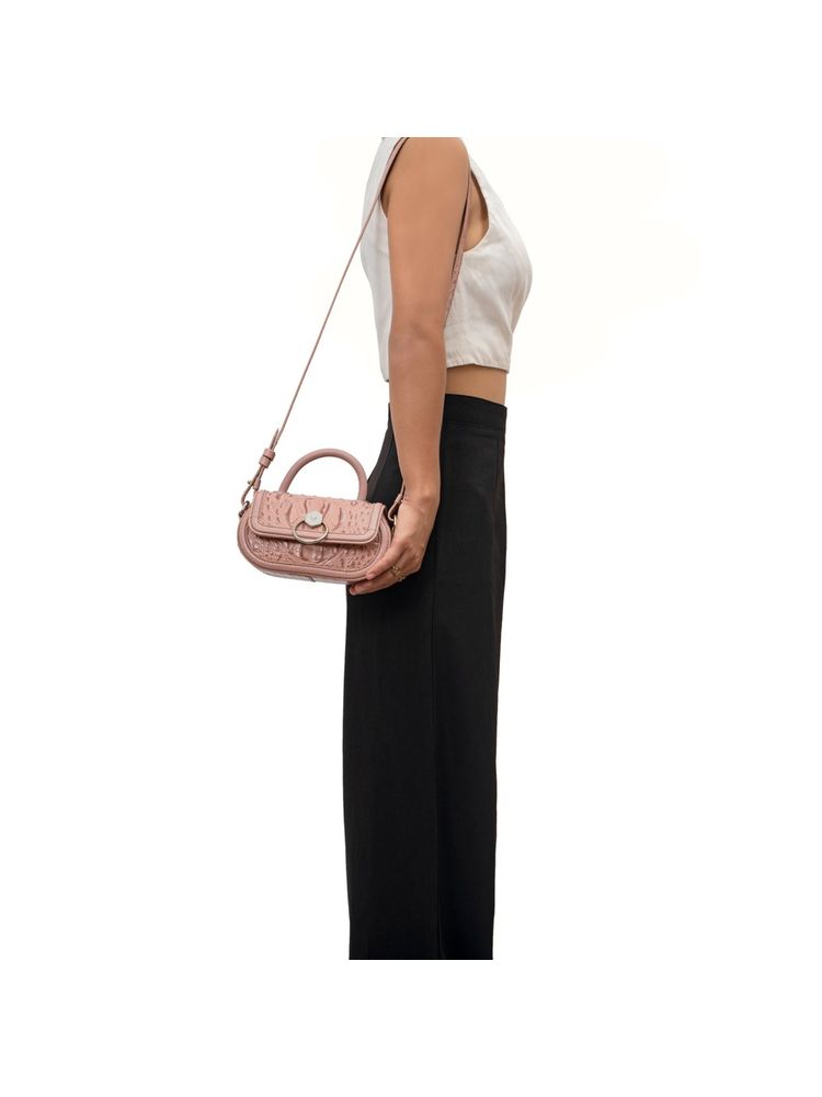 Hidesign Womens Pink Orly-01 Party Satchel Bag (S)-picture-19