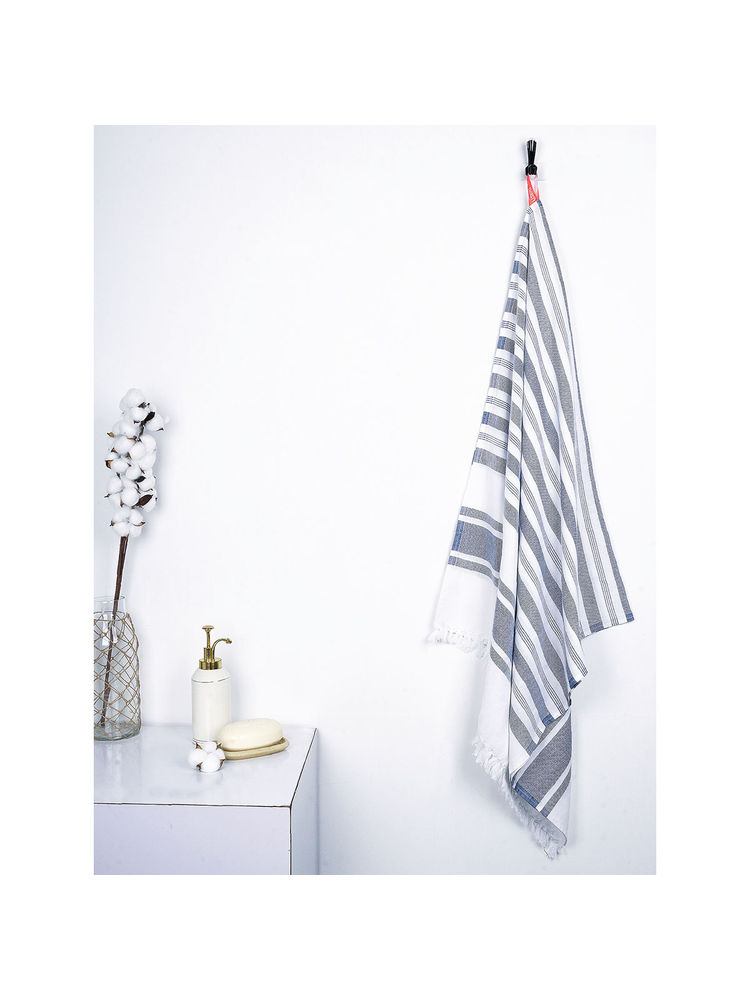Doctor Towels The Bath Community Blue Cotton Cambric Multi-Stripe Medium Bath Towel (Pack of 1)-image-20