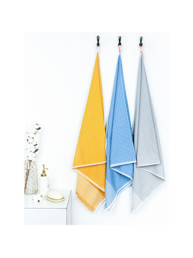 Doctor Towels The Bath Community Multi-Color Cotton Honey Comb Medium Bath Towel (Pack of 3)-image-27