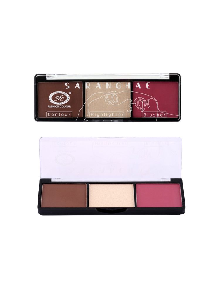 FASHION COLOUR Saranghae 3 In 1 Contour Highlighter Blusher Palette-image-32