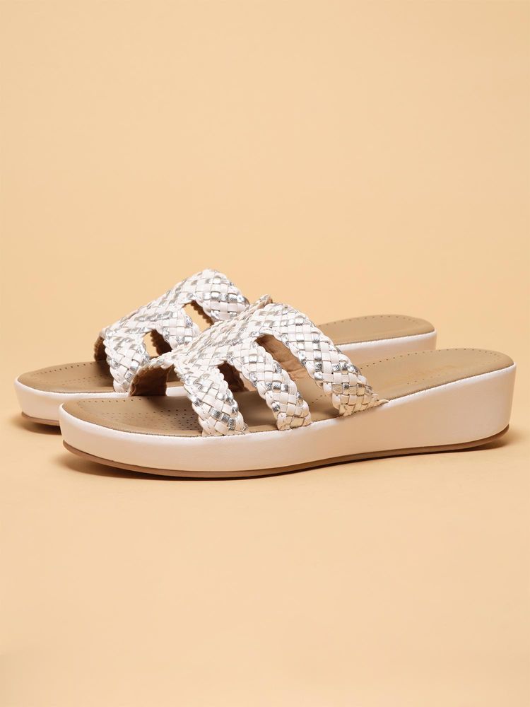 Eridani Women White Slip-On Sandals-image-28
