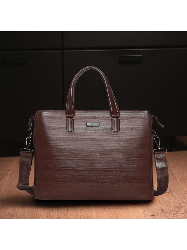 ESBEDA Brown Smart Carry Laptop Bag With Detachable Strap (M)-image-45