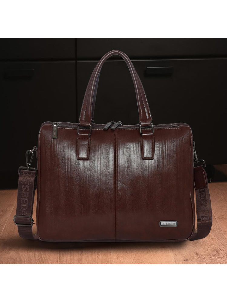 ESBEDA Brown Corporate Elite Laptop Bag With Detachable Strap (M)-picture-10