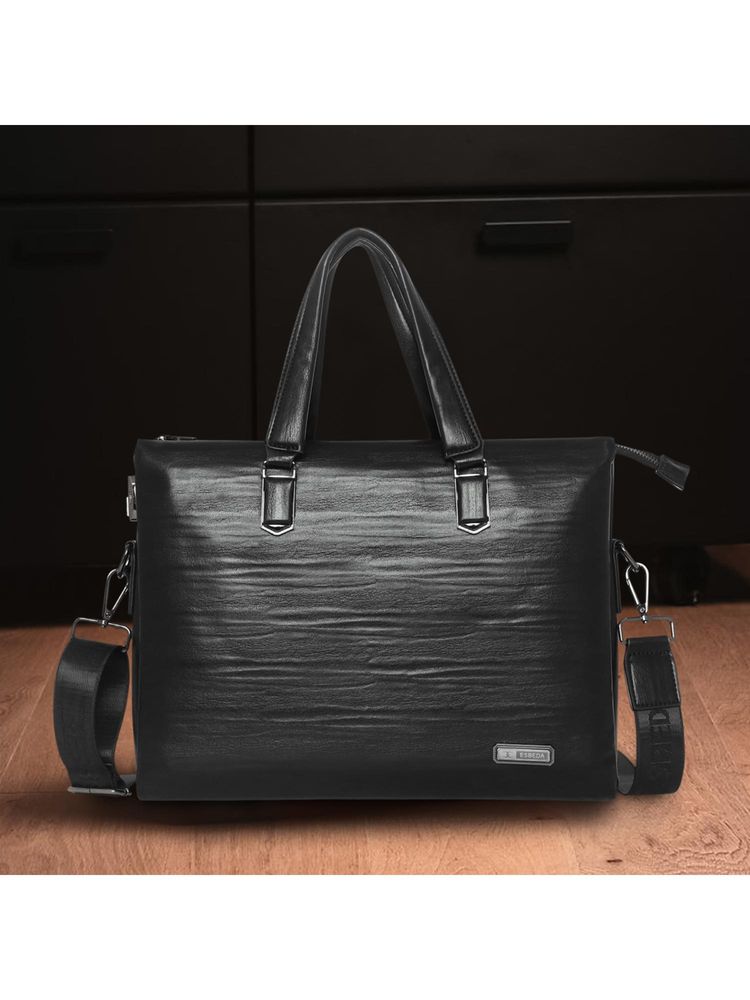 ESBEDA Black Secure Lock Executive Laptop Bag With Detachable Strap-image-3
