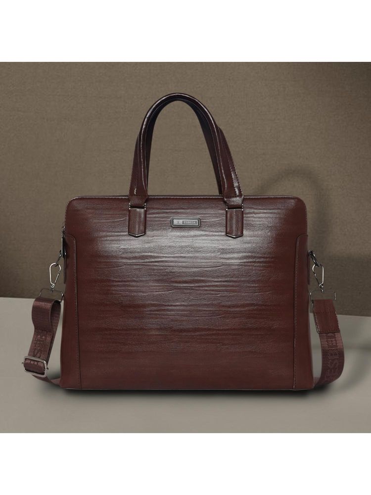 ESBEDA Brown Prestige Business Laptop Bag With Detachable Strap-image-41