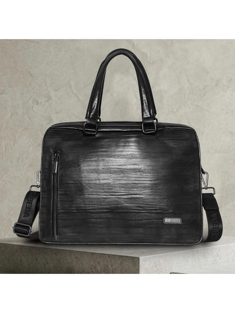 ESBEDA Black Imperial Office Laptop Bag With Detachable Strap-image-43