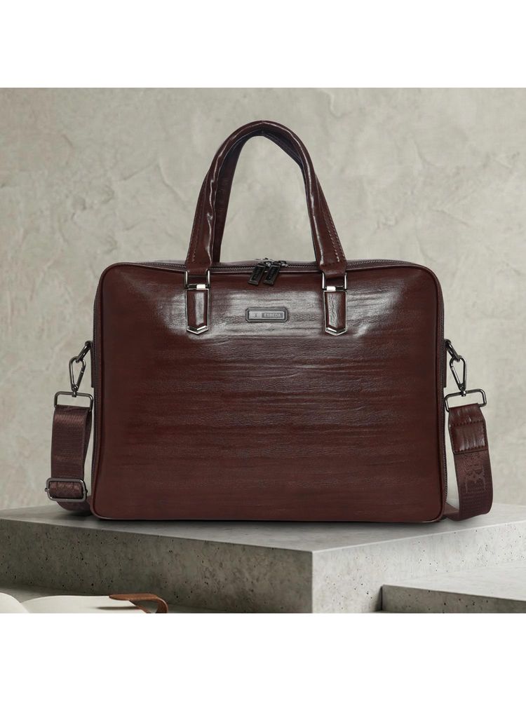 ESBEDA Brown Daily Office Laptop Bag With Detachable Strap-image-13