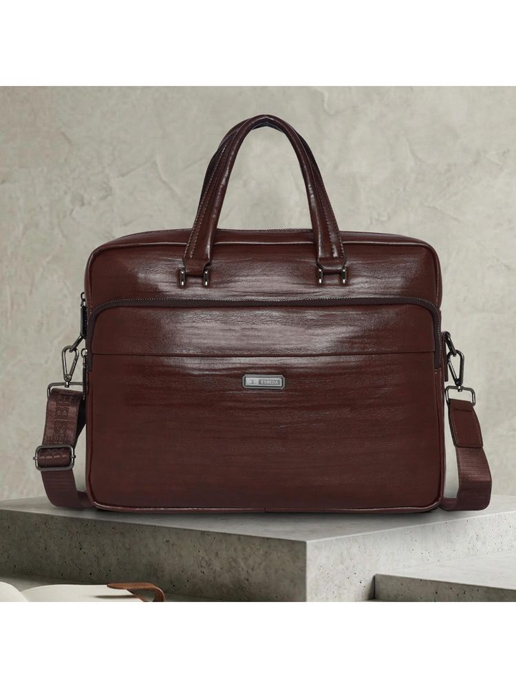ESBEDA Brown Frontline Pro Laptop Bag With Detachable Strap (M)-image-48