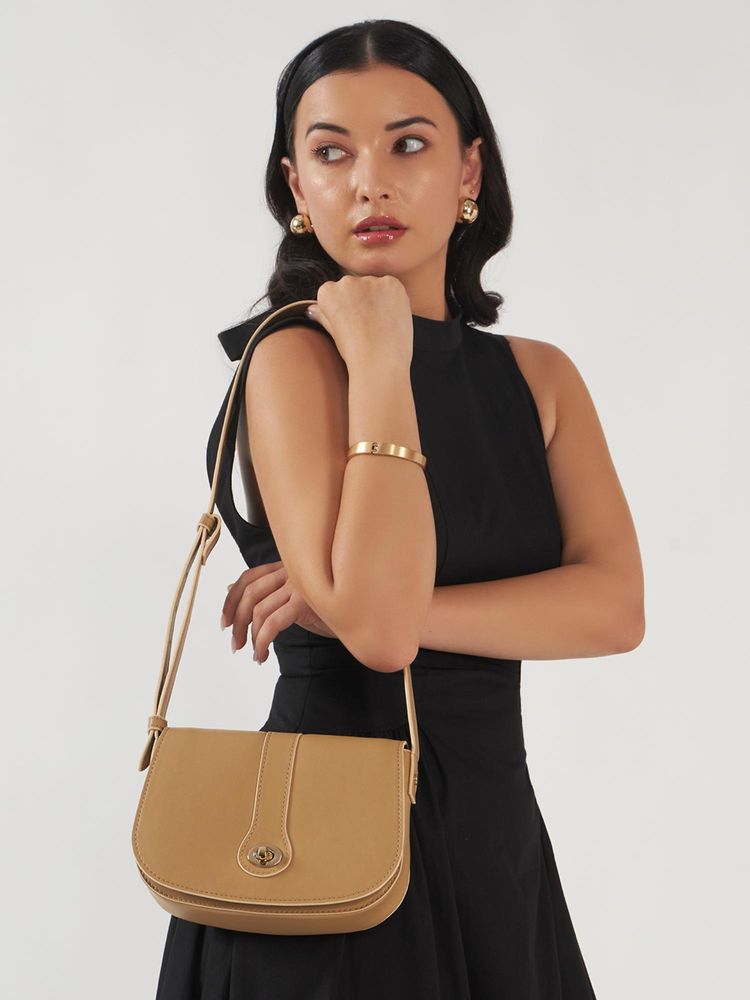 THE GUSTO Women Orbit Sling Bag - Beige-picture-23