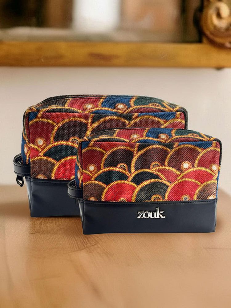 Zouk Womens Red Motif Print Raha Travel Pouches-picture-18