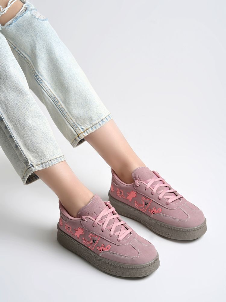 Shoetopia Women Peach Sneakers-image-17