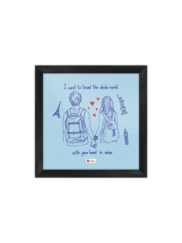 Indigifts Travel Whole World Together Quote Printed Blue Poster Frame Multicolor-image-43