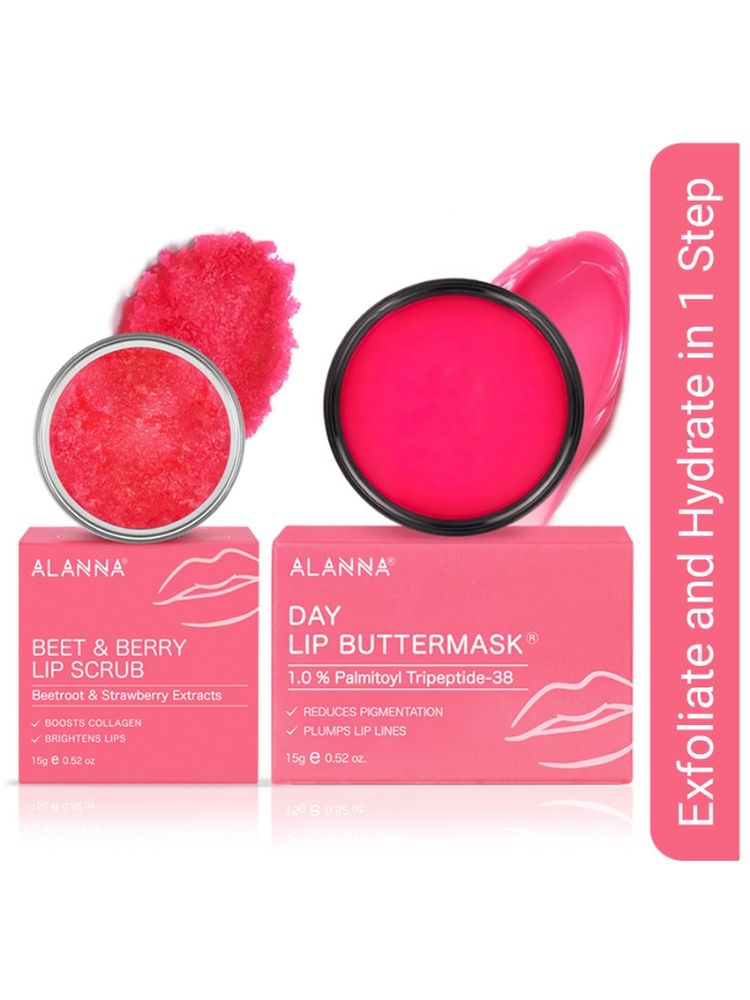ALANNA 2-Step Brightening Lip Kit, For Women, ButterMask & Scrub, Reduces Dark Pigmented Lips
