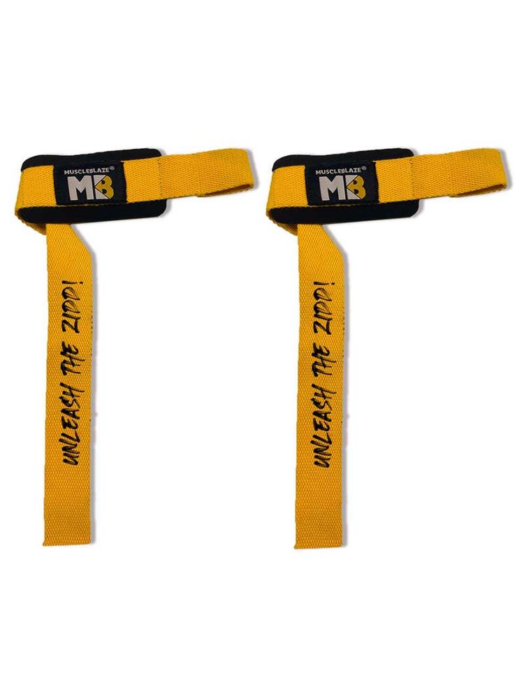 MuscleBlaze Weight Lifting Wrist Supporter Strap Unleash The Zidd - Yellow (Free Size)-image-4