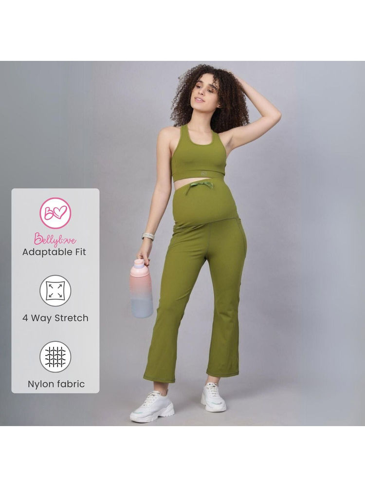Zelena Women Nylon Ankle Length Pregnancy Straight Flat-Seam Pant with 3 Pocket - Olive-image-37