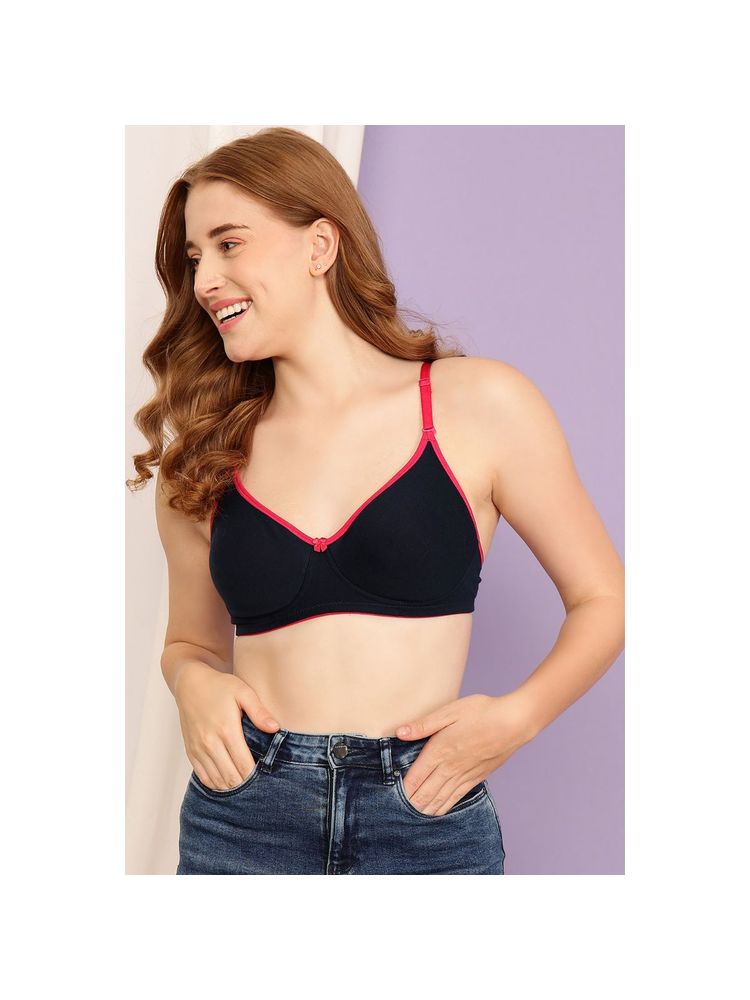 Clovia Cotton Rich Solid Lightly Padded Demi Cup Wire Free T-shirt Bra - Light Blue-picture-17