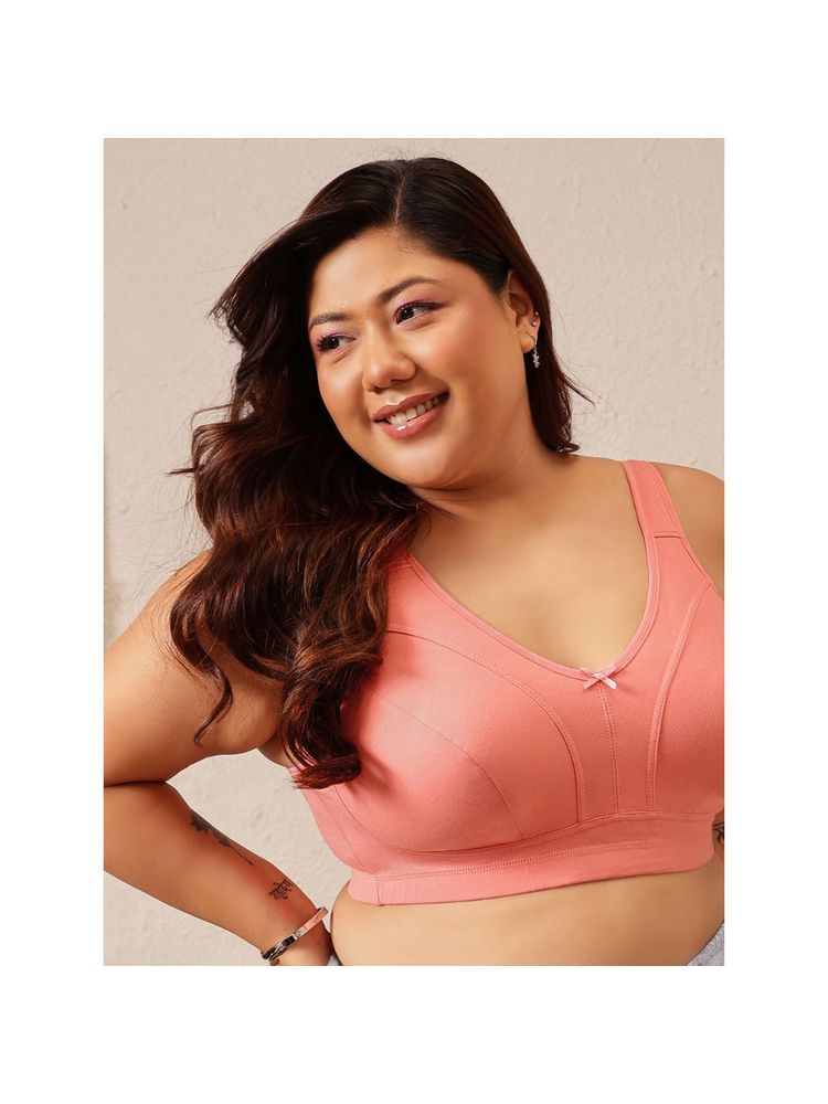 Clovia Cotton Solid Non-Padded Full Cup Wire Free Everyday Bra - Pink-image-49