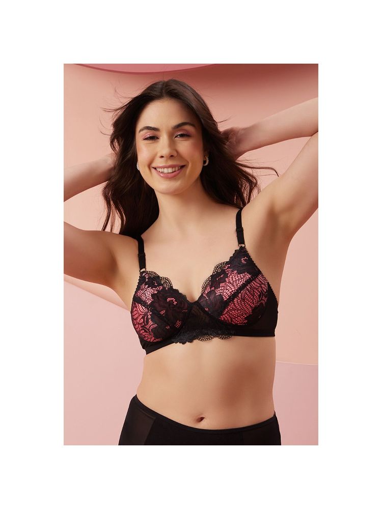 Clovia Lace Solid Padded Full Cup Wire Free Bridal Bra - Black-picture-39