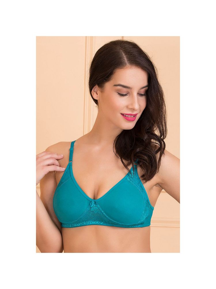 Clovia Cotton Rich Solid Non-Padded Full Cup Wire Free Everyday Bra - Dark Green-picture-10