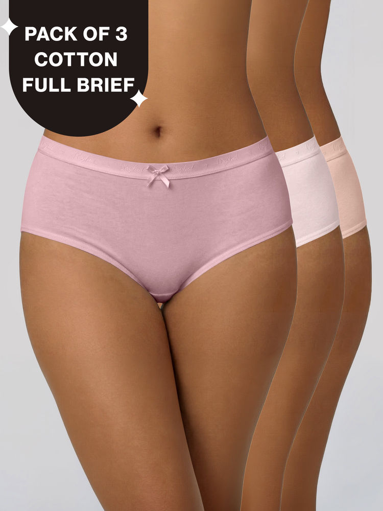 nykd by nykaa PO3 High Rise Cotton Full Brief Panty with Outer Elastic-Coral,P.Pink,Nude-NYP392-picture-22