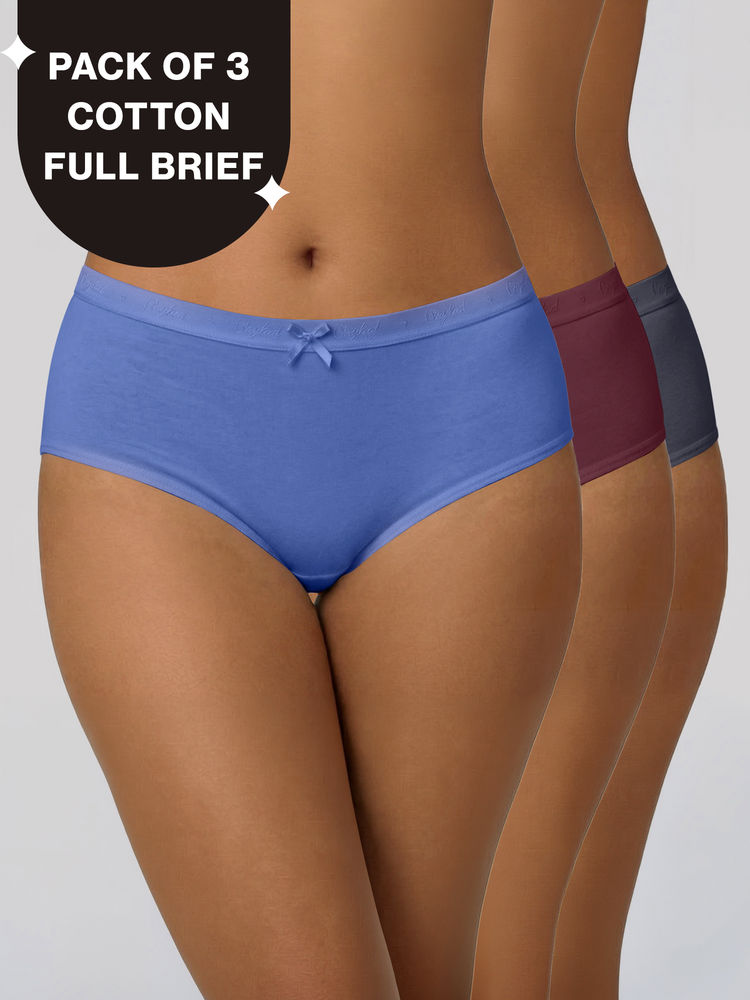nykd by nykaa PO3 High Rise Cotton Full Brief Panty with Outer Elastic-Wine,Wedge.W,Grey-NYP392-picture-10