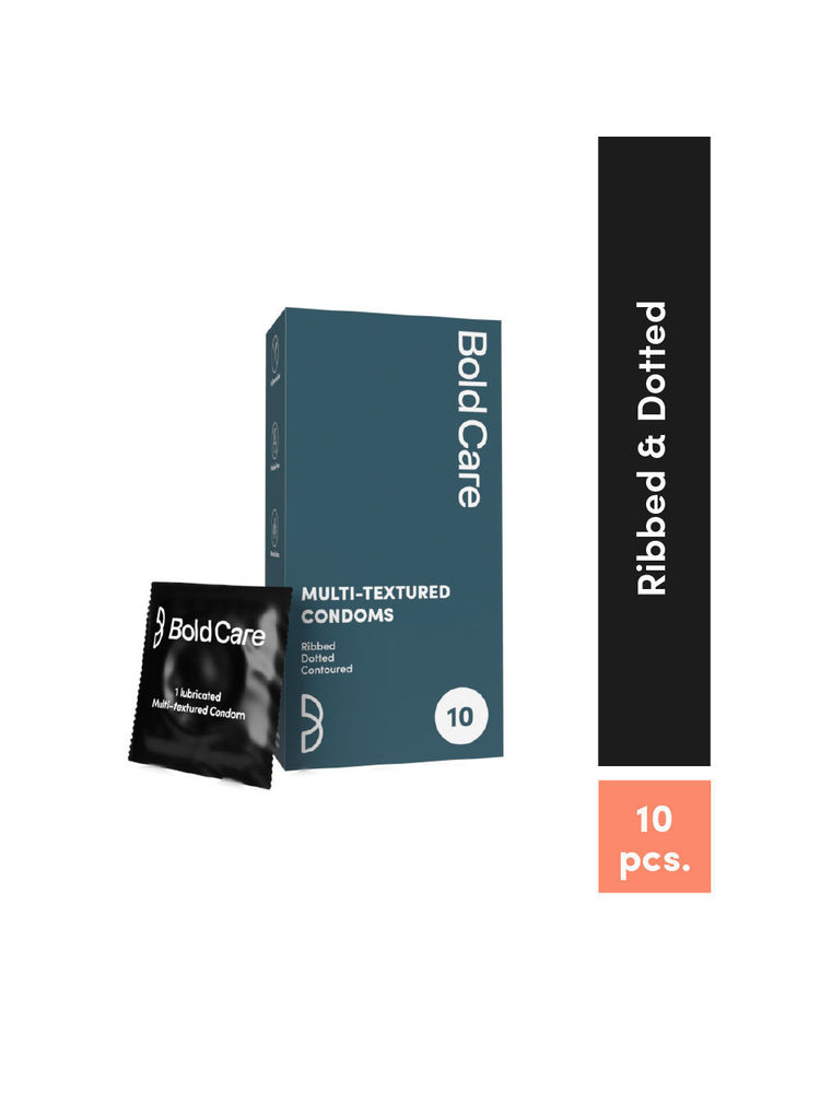 Bold Care Multi-textured Condoms - Ribbed, Dotted, & Contoured - Lubricated - Pack Of 10