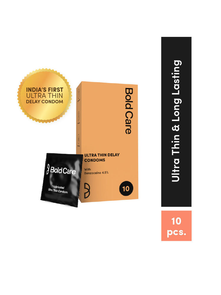 Bold Care Ultra Thin Long Last Condoms- With Benzocaine 4.5% - Lubricated - Pack Of 10