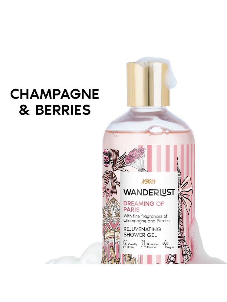Nykaa Wanderlust Dreaming of Paris Fruity Cleansing Shower Gel with Champagne and Berries