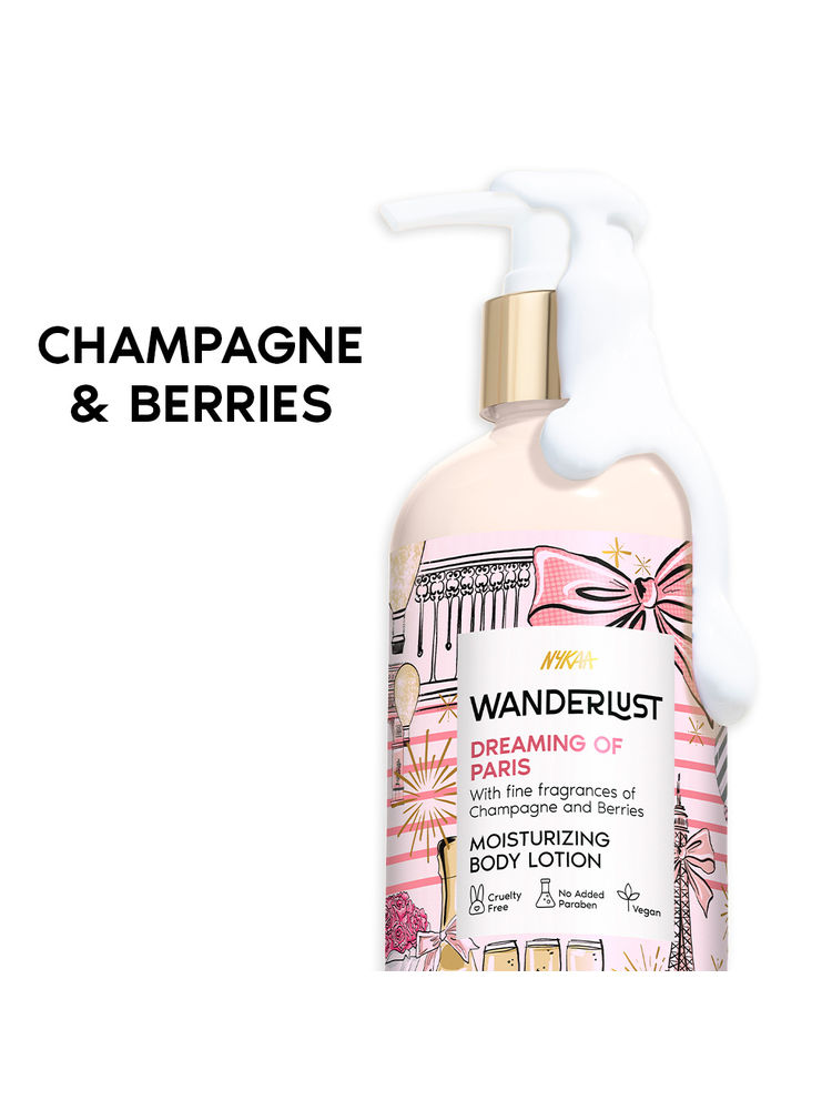 Nykaa Wanderlust Dreaming of Paris Fruity Moisturising Body Lotion with Champagne and Berries