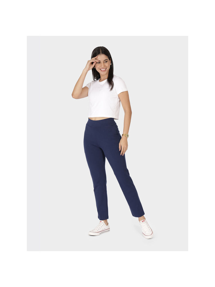 BlissClub Women Cotton Straight Pants- with 2 Invisible Zippered Pockets-picture-18