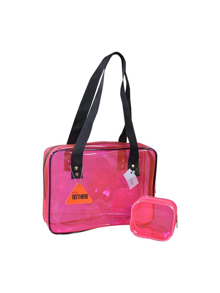 Allure Transparent Red Travel Toiletry Bag With White Handles-image-6